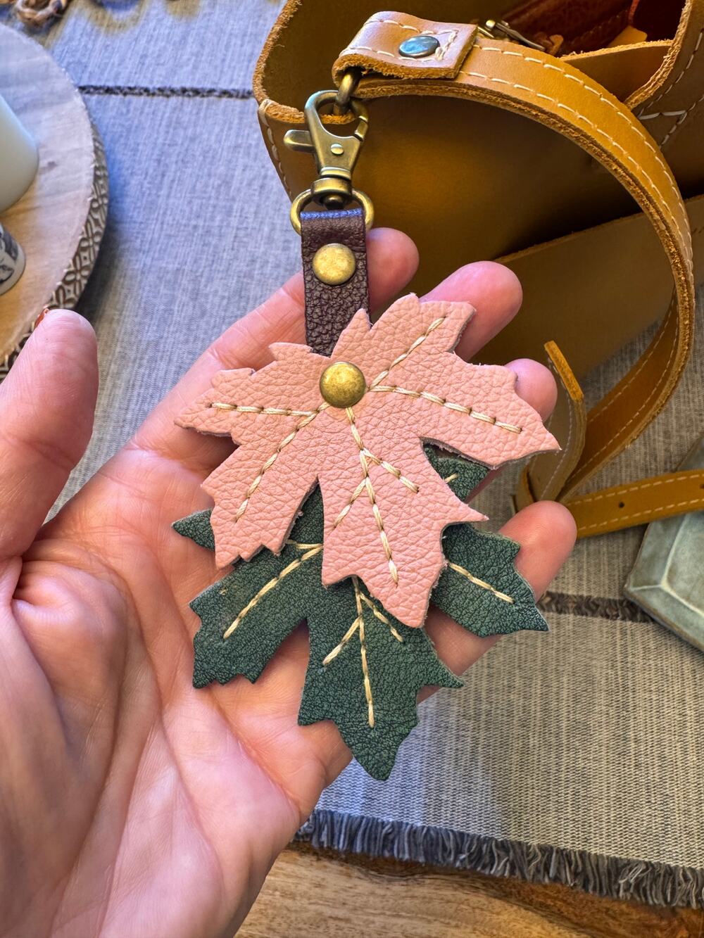 Portland Leather Maple Leaf Bag Charm NEW 2026 Pink Blue Green Bag Charm